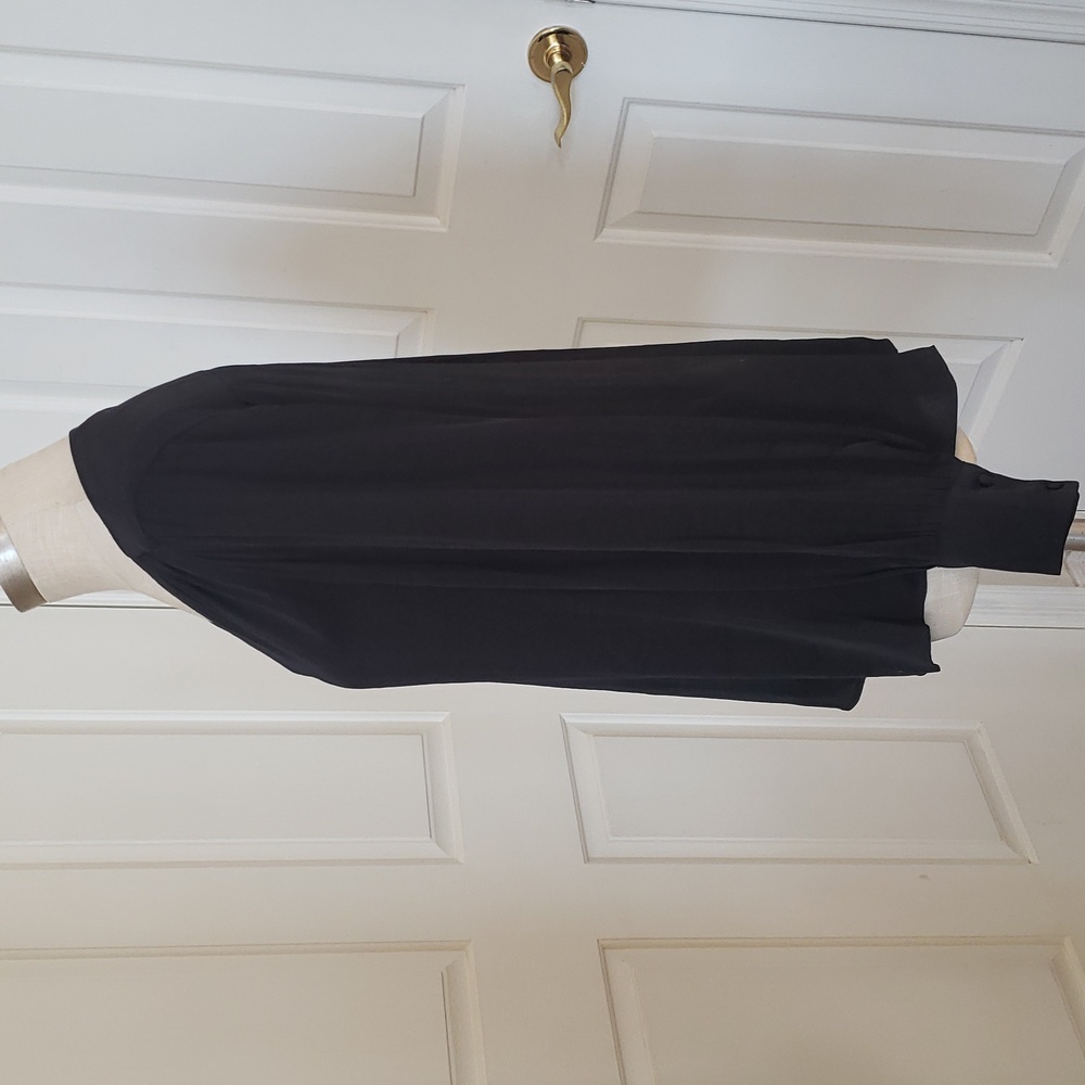 ANTHROPOLOGIE Maison d'Amelie Silky Black V-Neck Long Sleeve Blouse Small - Picture 6 of 13